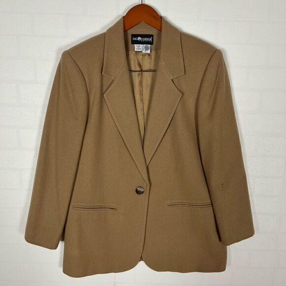 Sag Harbor Women’s Tan Wool Blazer Size 10P - Picture 1 of 14